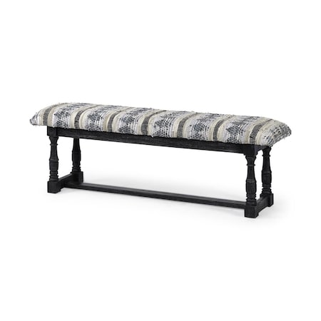 Homeroots Accent Bench with Woven-Leather Cushion Top, Black 376194